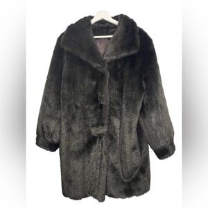 Vintage Black Faux Mink Fur Coat